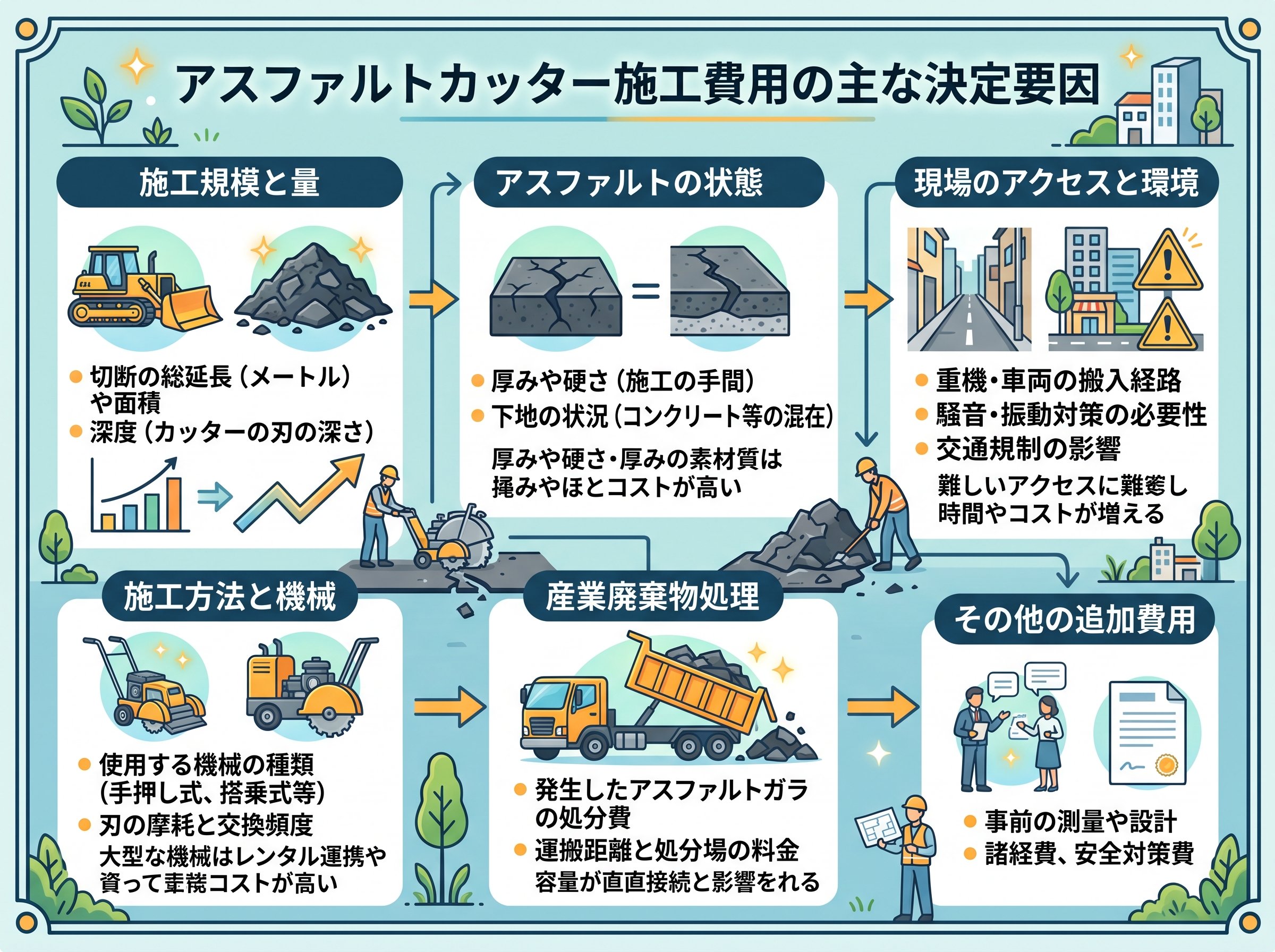 アスファルトカッターの費用を決める主な要因