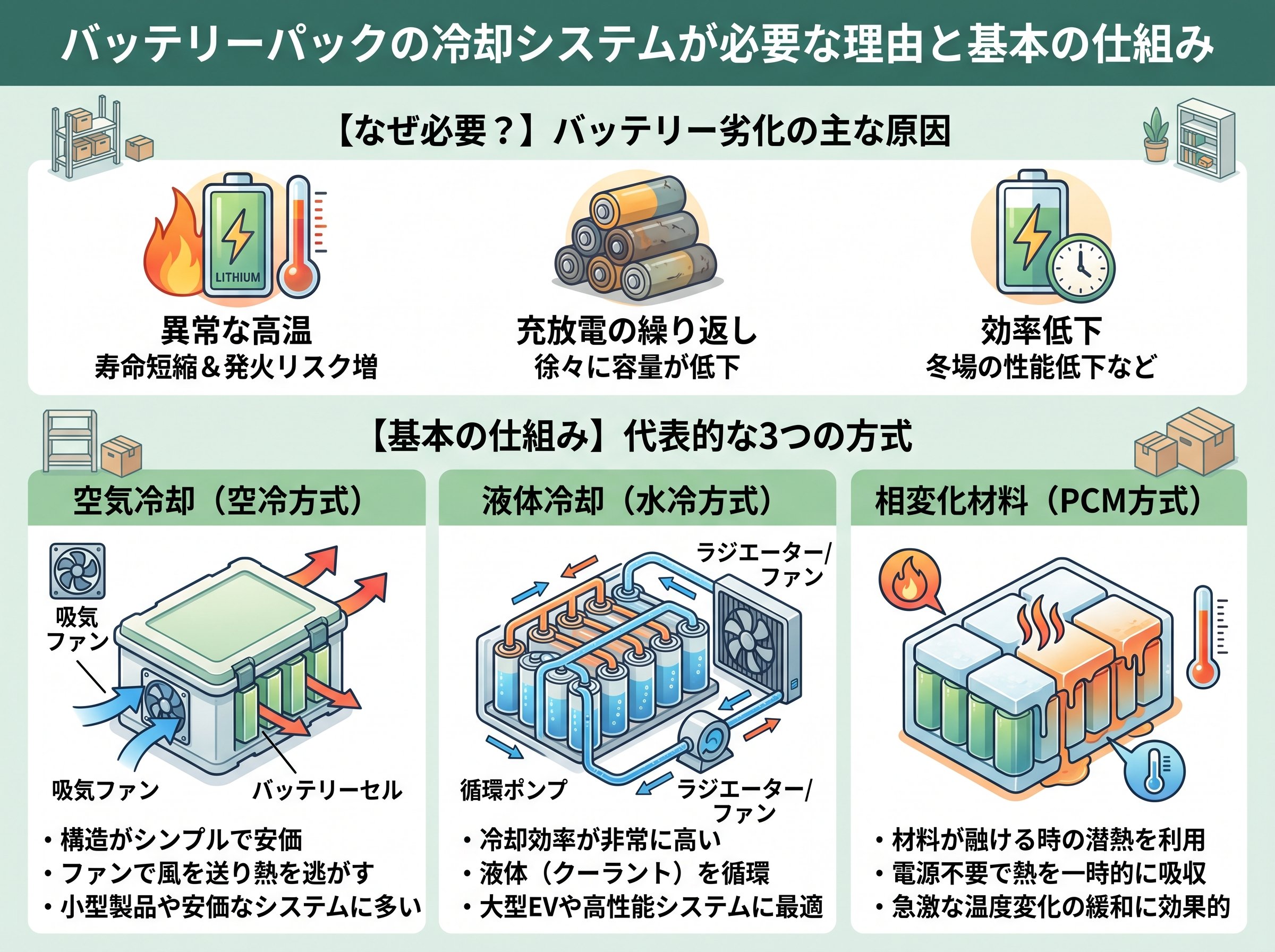 バッテリーパックの冷却システムが必要な理由と基本の仕組み