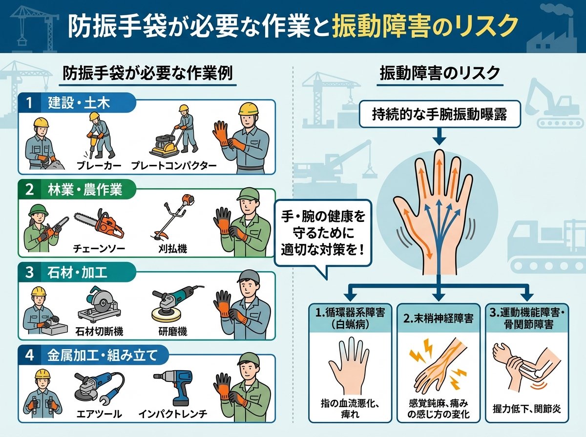 防振手袋が必要な作業と振動障害のリスク