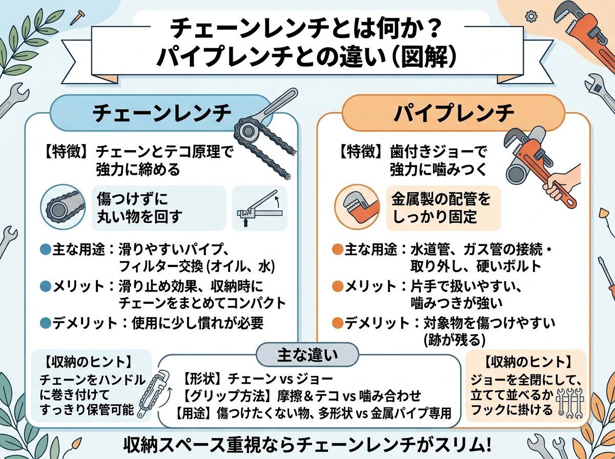 チェーンレンチとは何か？パイプレンチとの違い