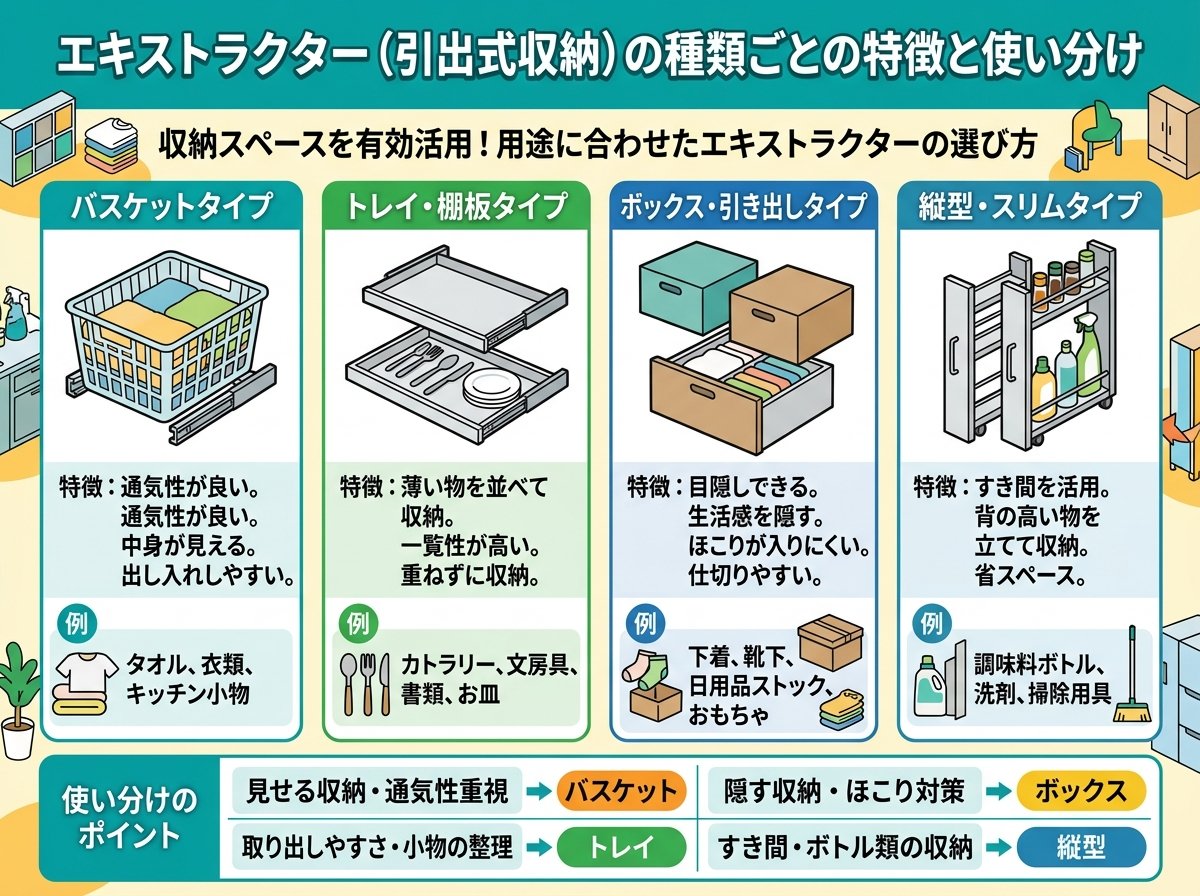エキストラクターの種類ごとの特徴と使い分け
