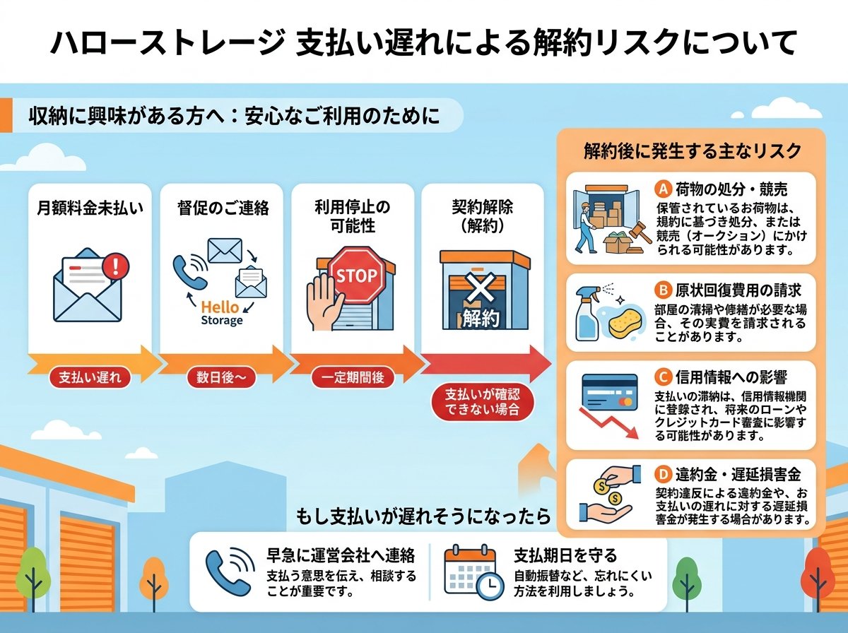 ハローストレージ支払い遅れによる解約リスク
