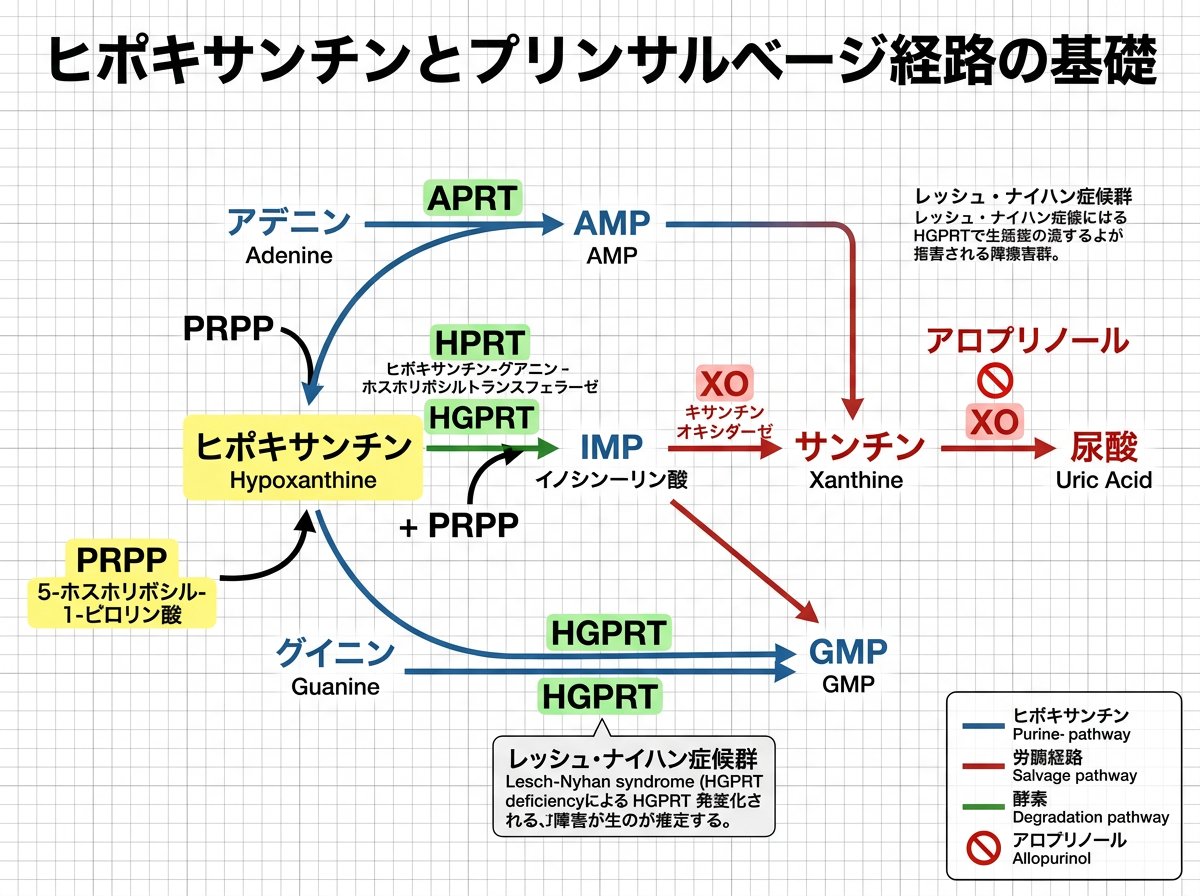 ヒポキサンチンとプリンサルベージ経路の基礎