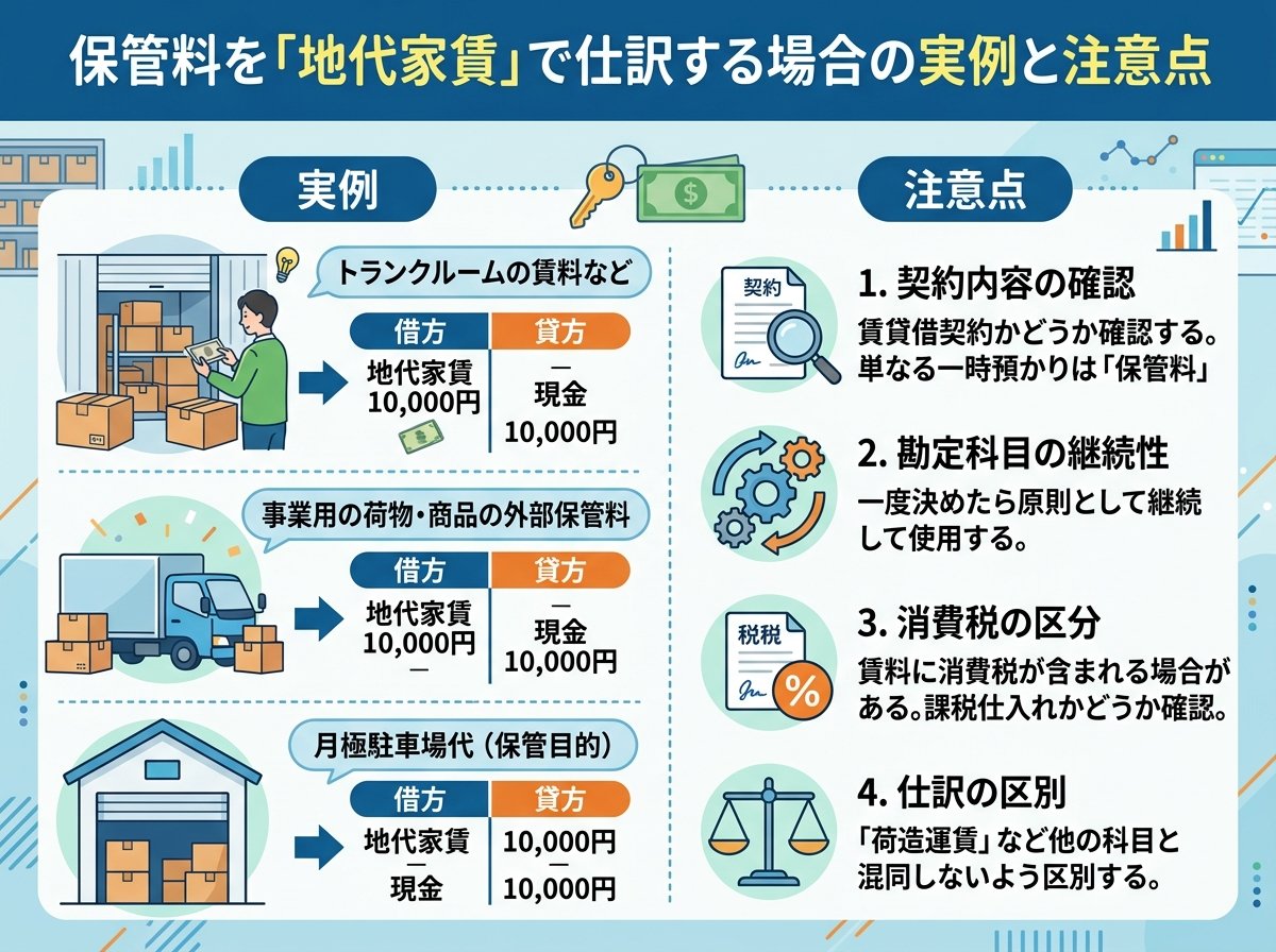 保管料を「地代家賃」で仕訳する場合の実例と注意点