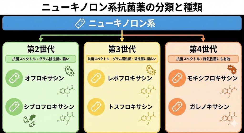 ニューキノロン系抗菌薬種類と分類