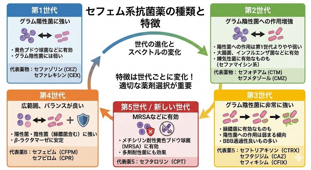 セフェム系抗菌薬の種類と特徴