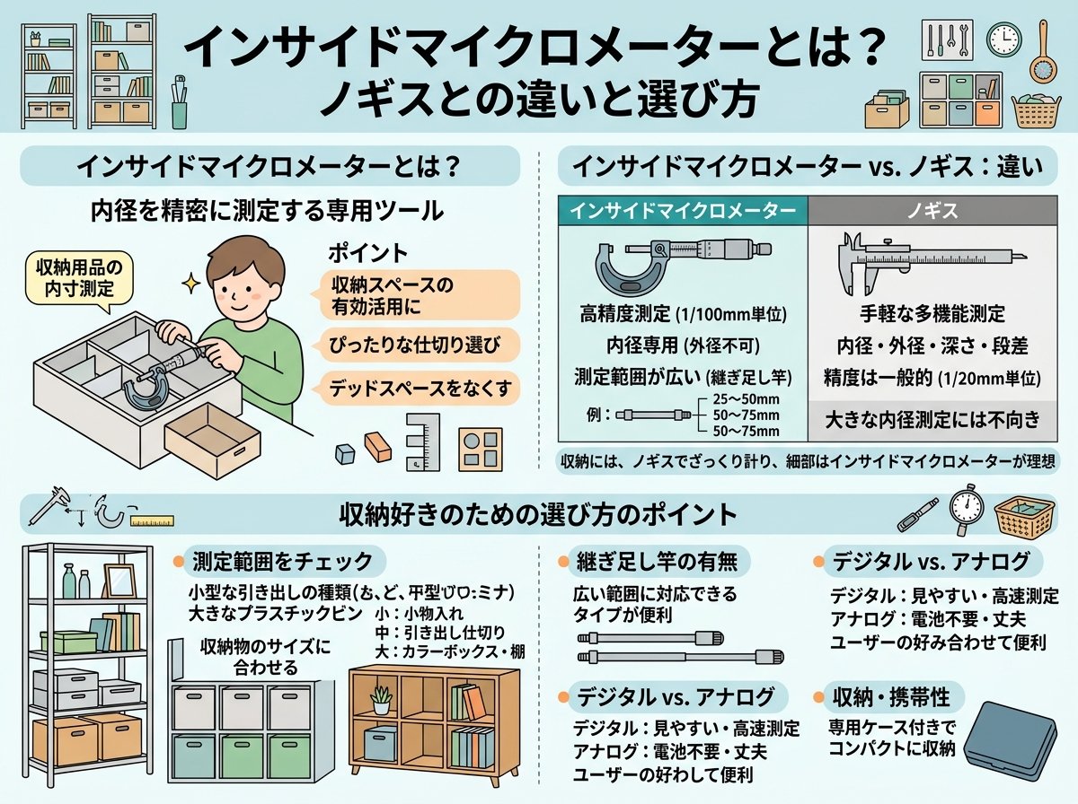 インサイドマイクロメーターとは?ノギスとの違いと選び方
