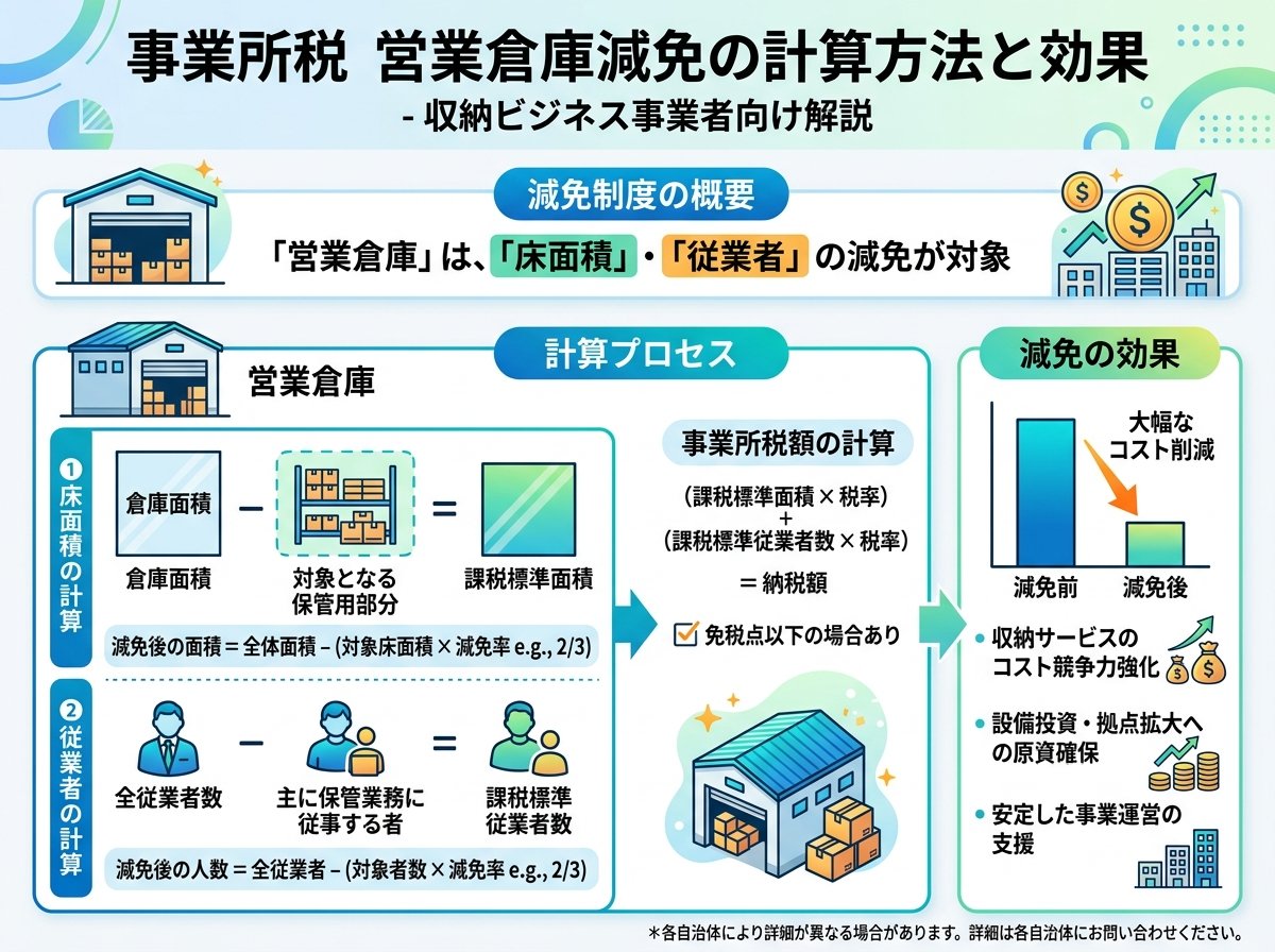 事業所税営業倉庫減免の計算方法と効果