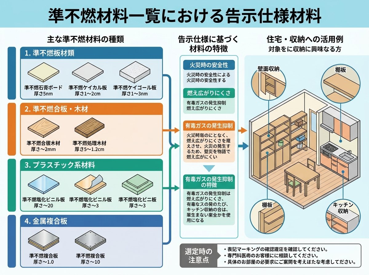 準不燃材料一覧における告示仕様材料