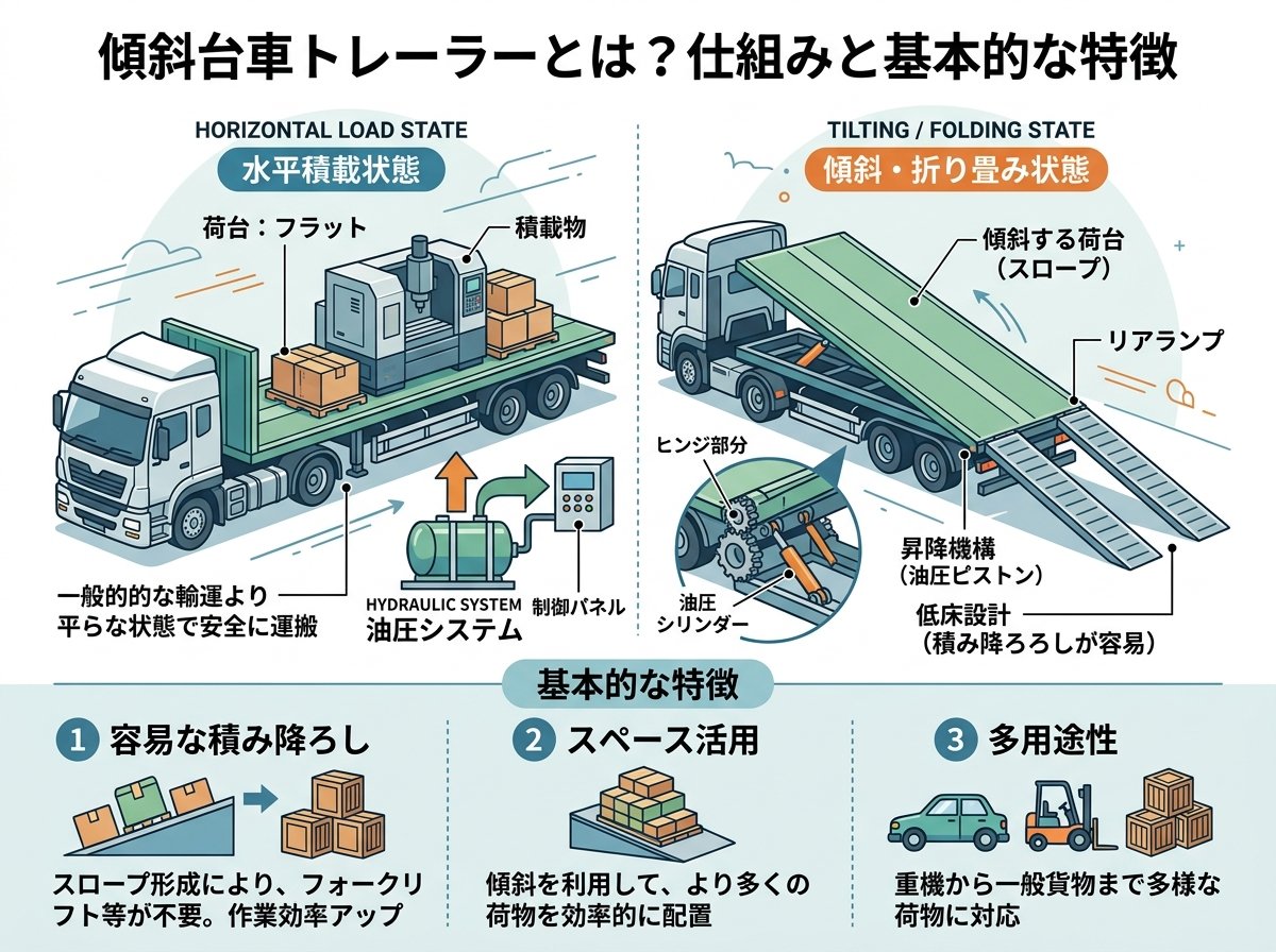 傾斜台車トレーラーとは?仕組みと基本的な特徴