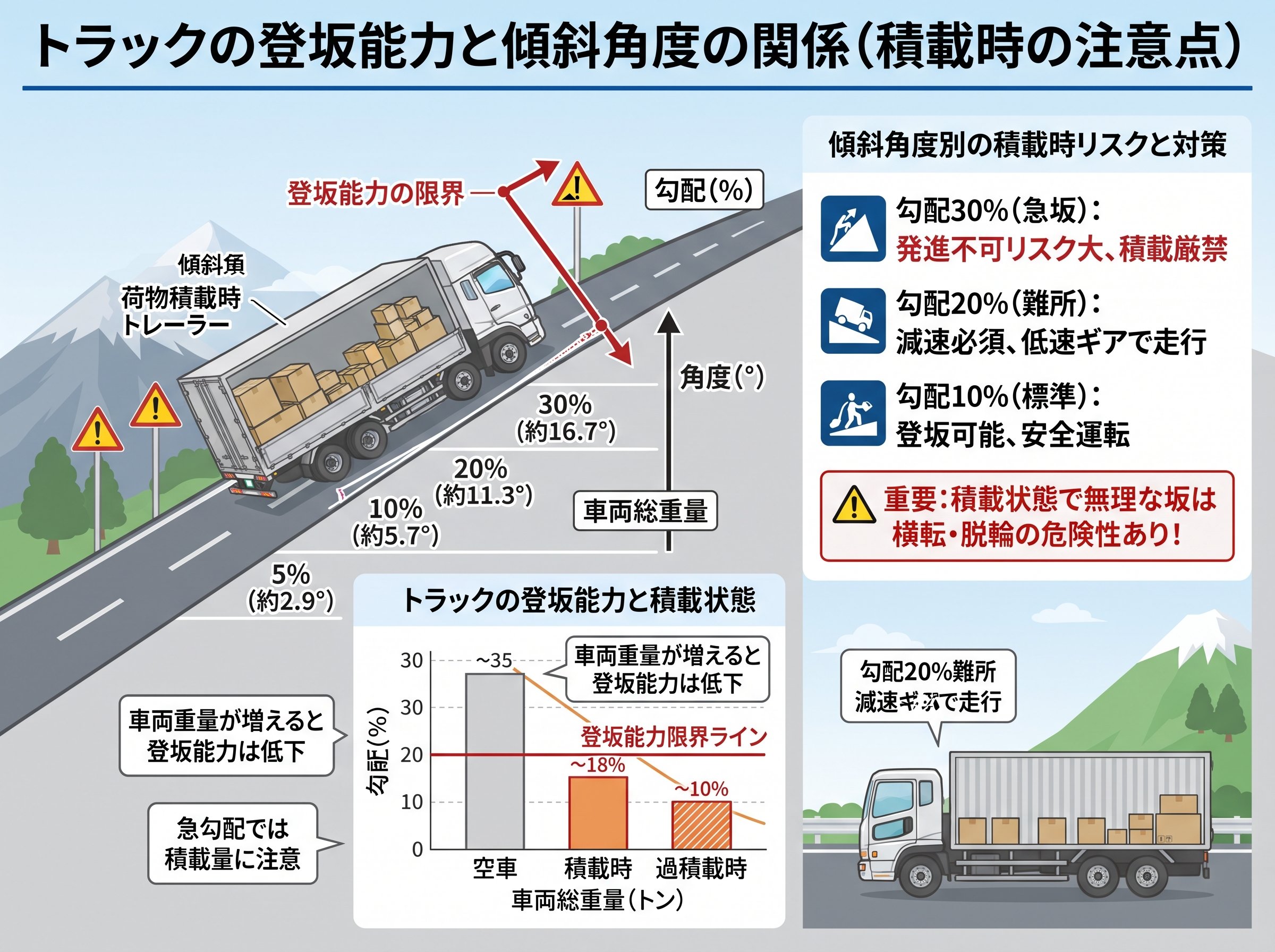 トラック登坂能力傾斜角度関係