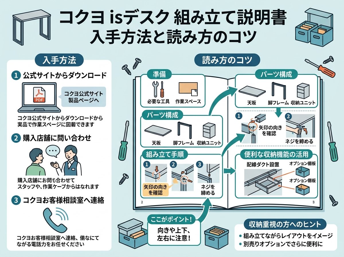 コクヨ isデスク 組み立て 説明書 入手方法と読み方のコツ