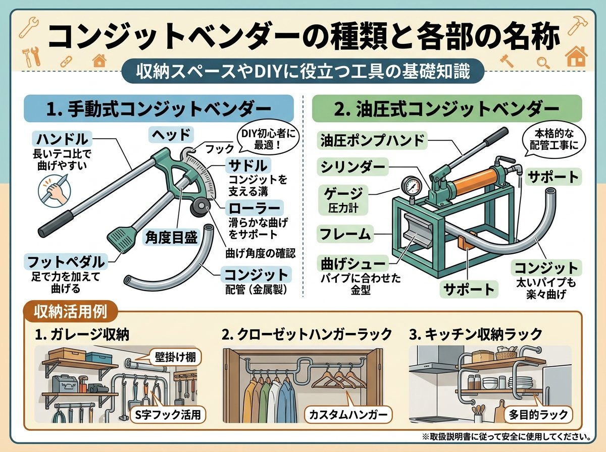 コンジットベンダーの種類と各部の名称