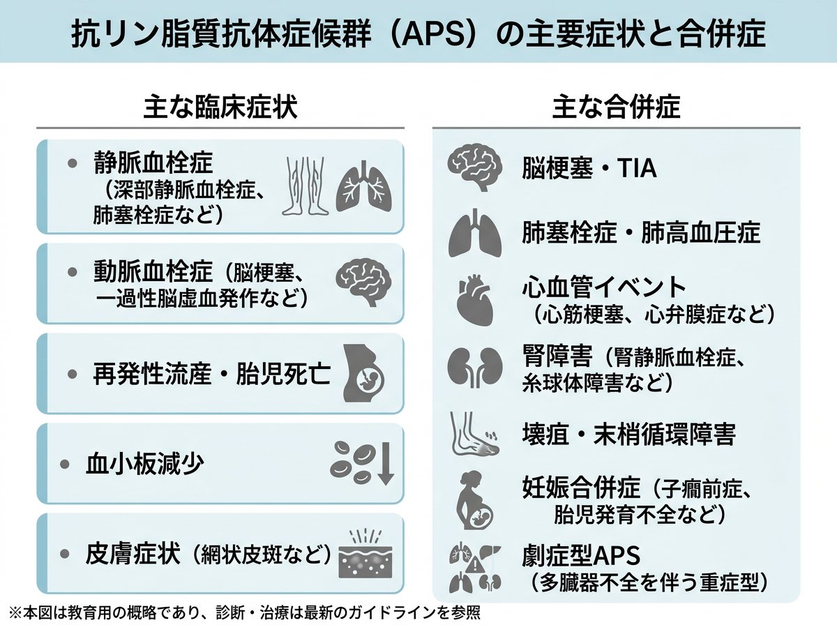 抗リン脂質抗体症候群の主要症状と合併症