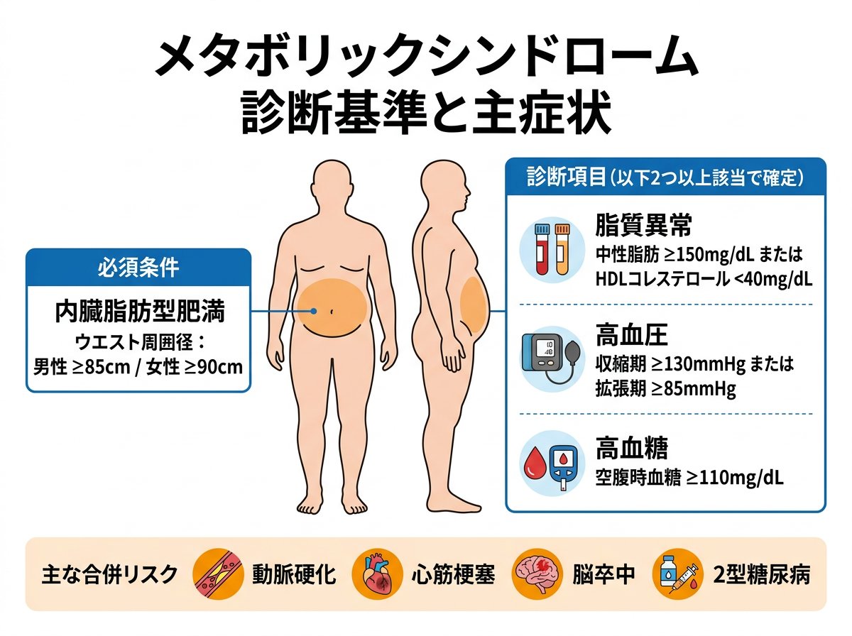 メタボリックシンドロームの診断基準と主症状