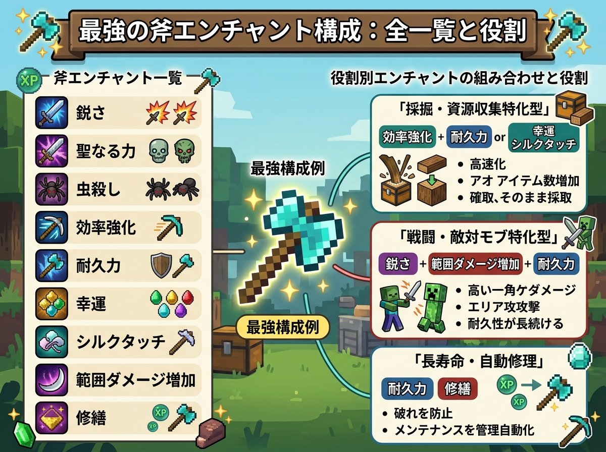 斧エンチャントの最強構成:全エンチャント一覧と役割