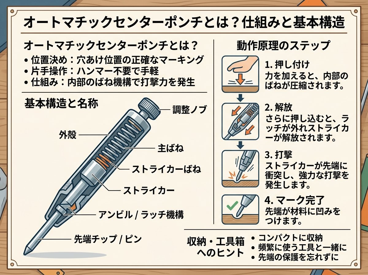 オートマチックセンターポンチとは？仕組みと基本構造