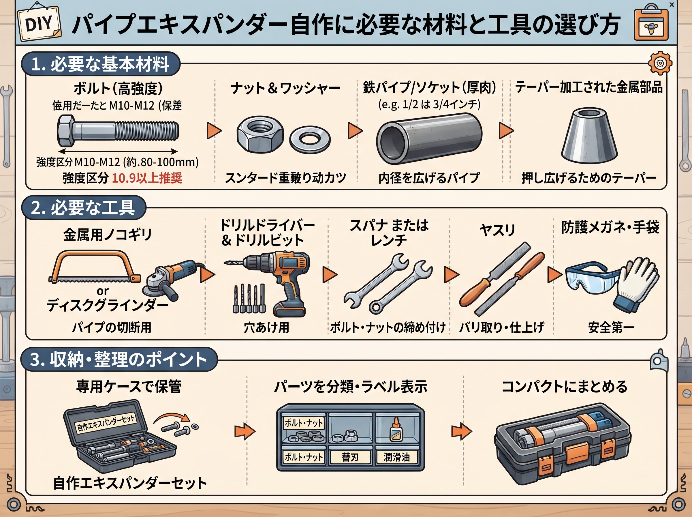 パイプエキスパンダー自作に必要な材料と工具の選び方