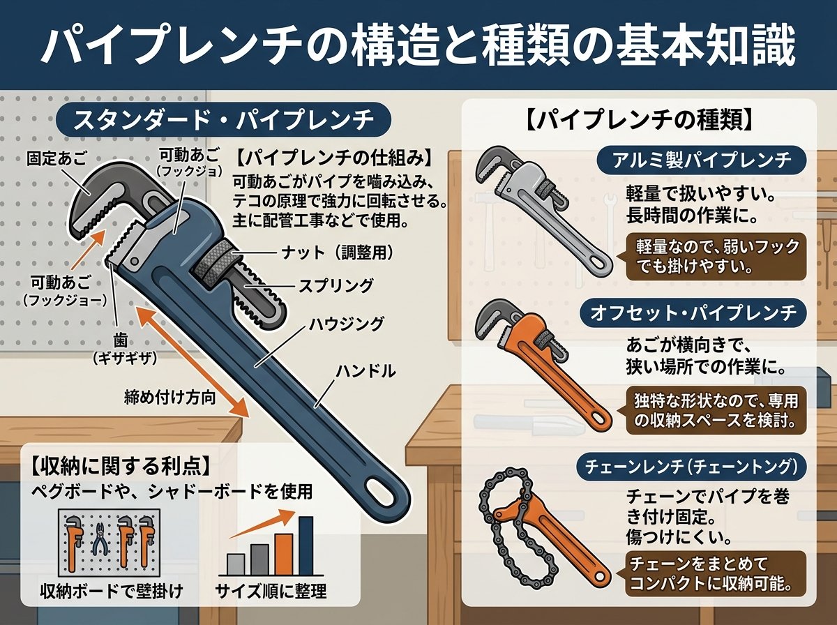 パイプレンチの構造と種類の基本知識