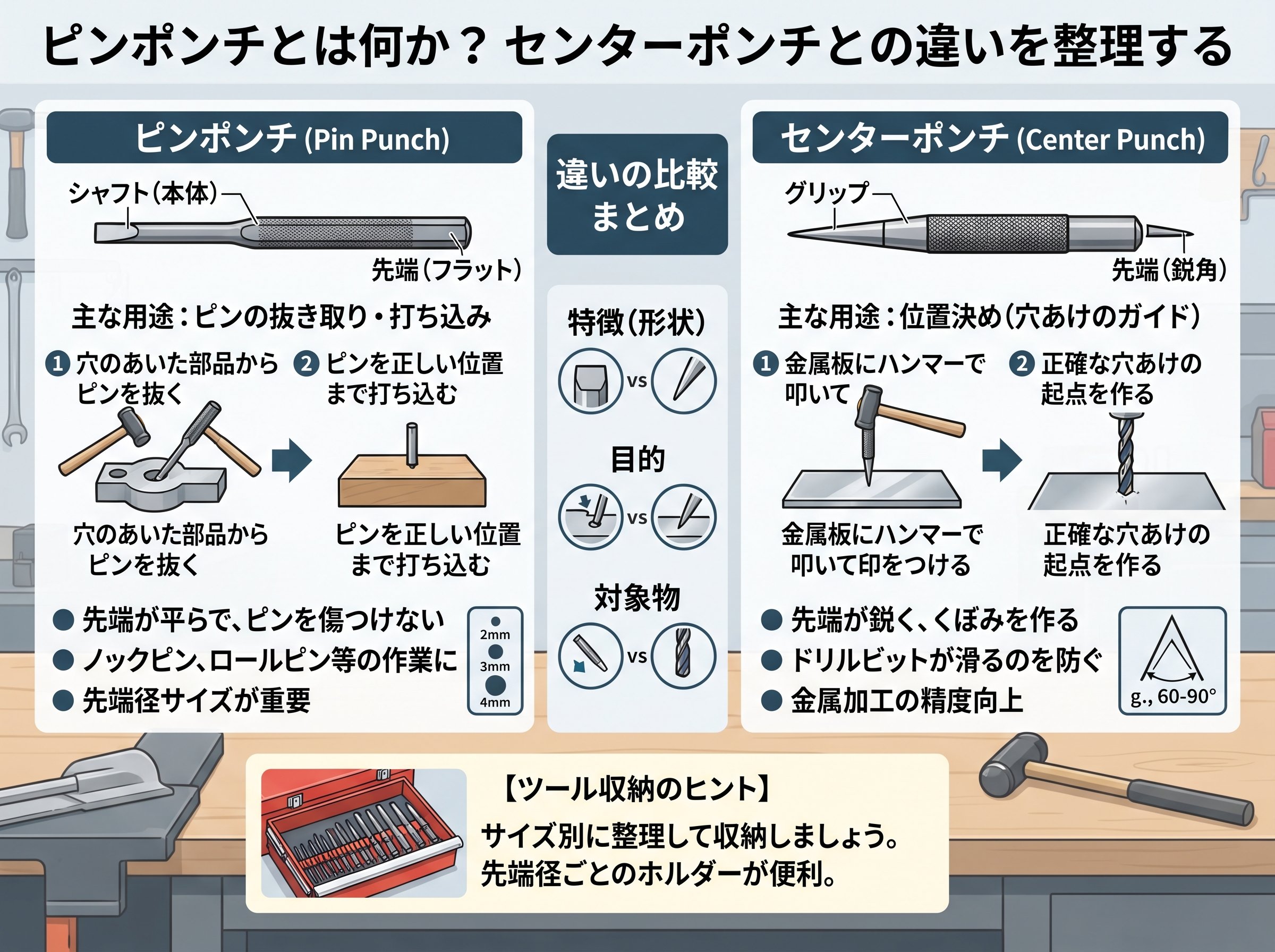 ピンポンチとは何か?センターポンチとの違いを整理する