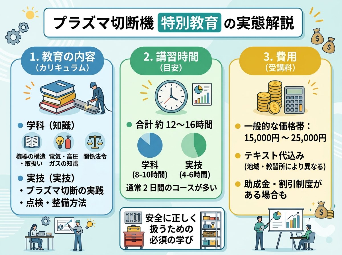 プラズマ切断機の特別教育の内容・時間・費用の実態