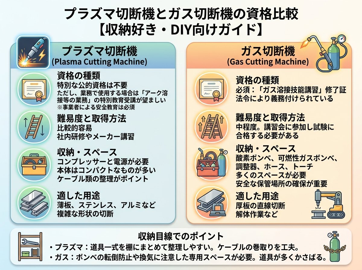 プラズマ切断機の資格とガス切断機の資格を比較する
