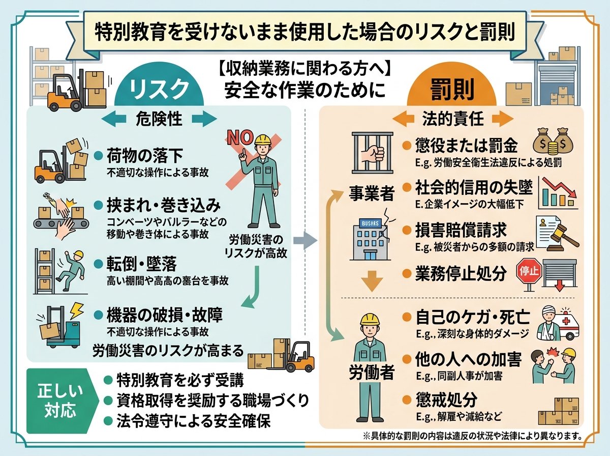 特別教育を受けないまま使用した場合のリスクと罰則