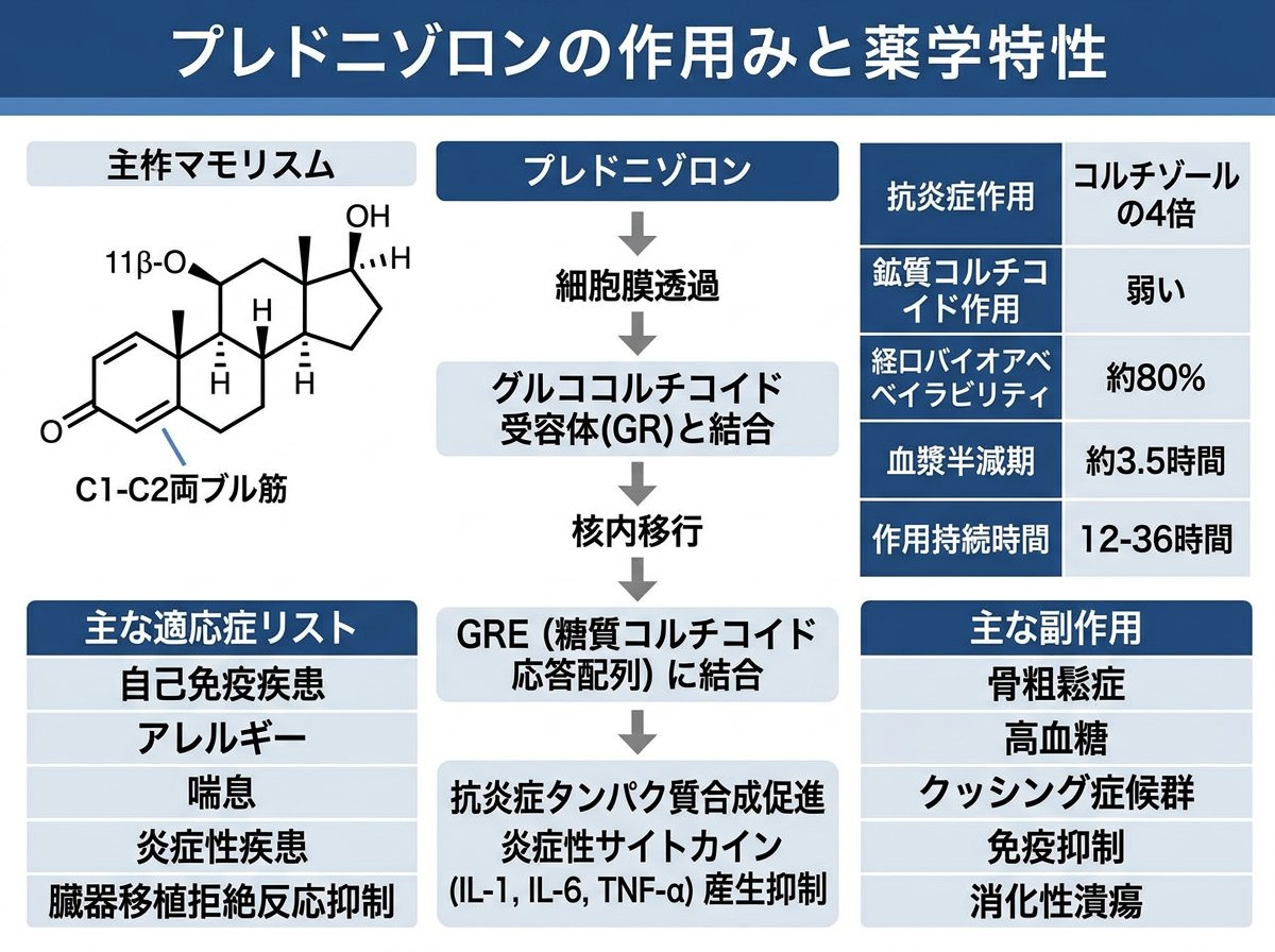 プレドニゾロンの作用機序と薬理学的特性