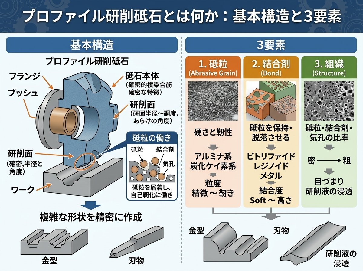 プロファイル研削砥石とは何か:基本構造と3要素