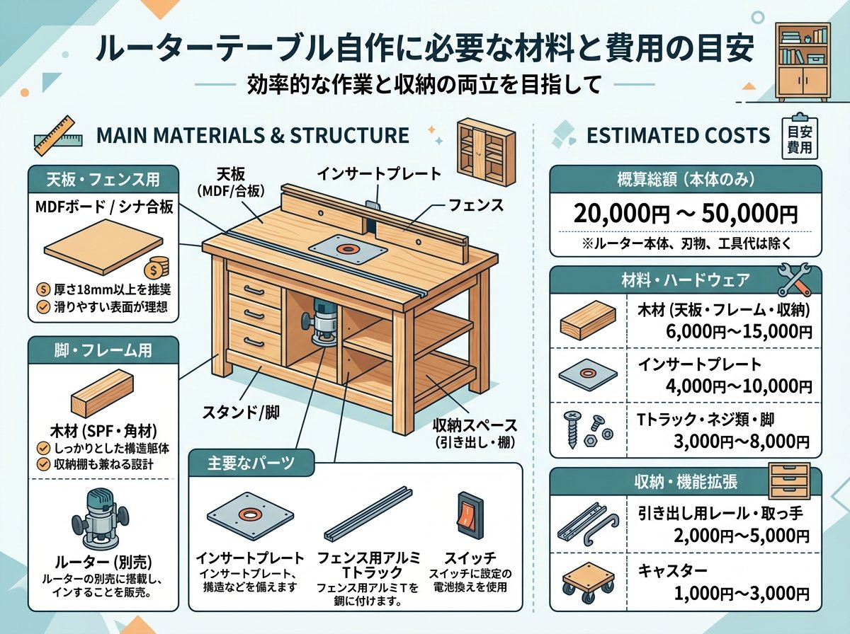 ルーターテーブル自作に必要な材料と費用の目安