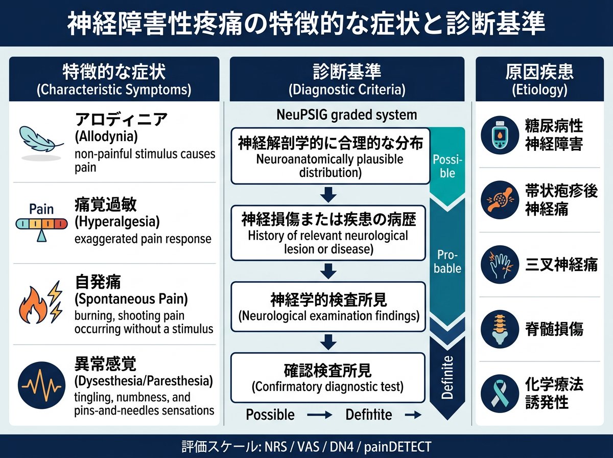 神経障害性疼痛の特徴的な症状と診断基準