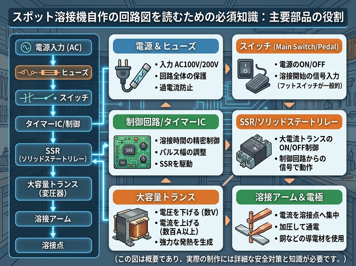 スポット溶接機自作の回路図を読むための必須知識:主要部品の役割