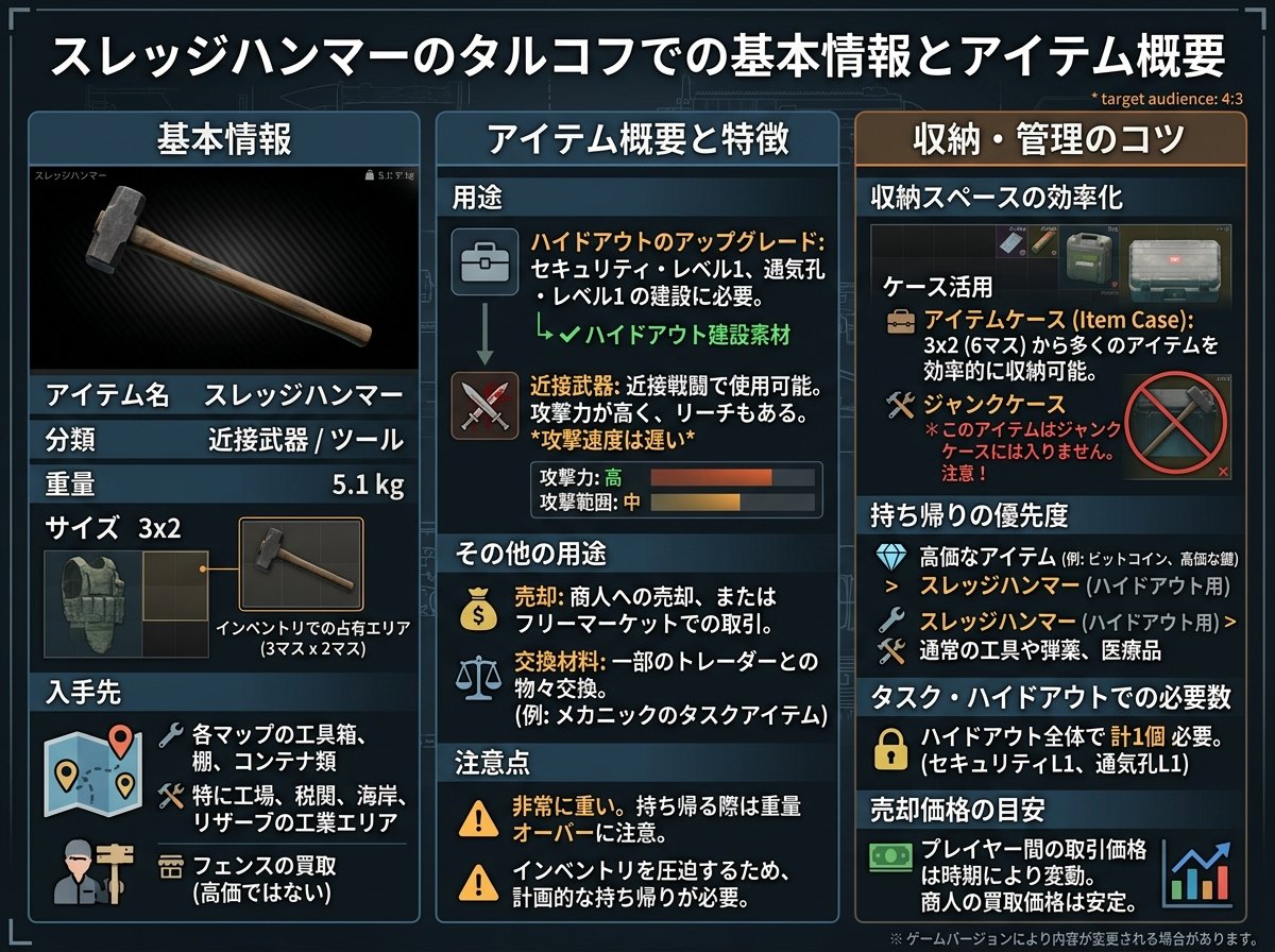 スレッジハンマーのタルコフでの基本情報とアイテム概要