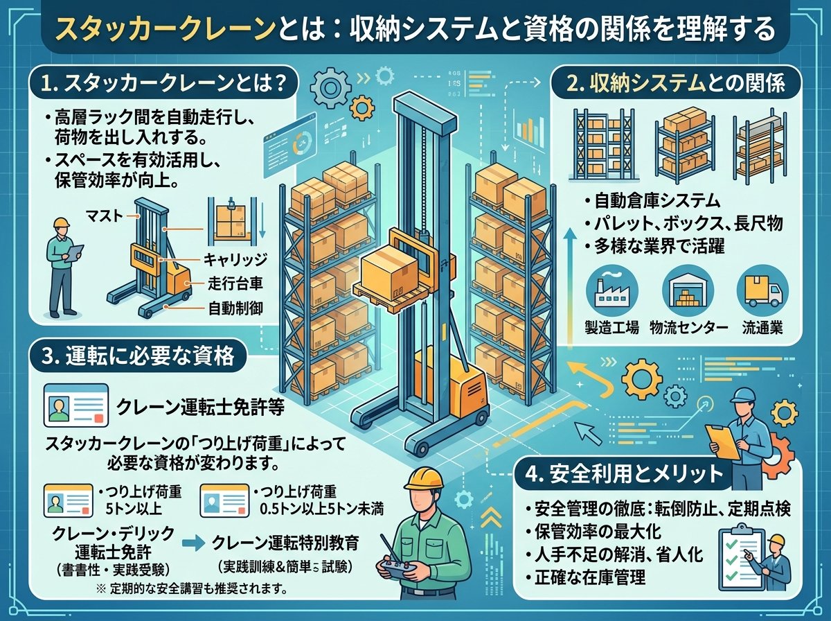 スタッカークレーンとは:収納システムと資格の関係を理解する