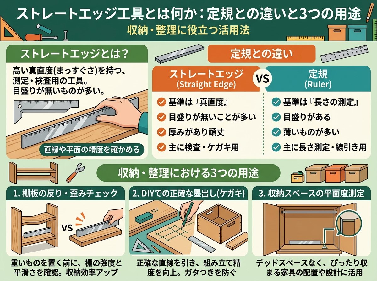 ストレートエッジ工具とは何か:定規との違いと3つの用途
