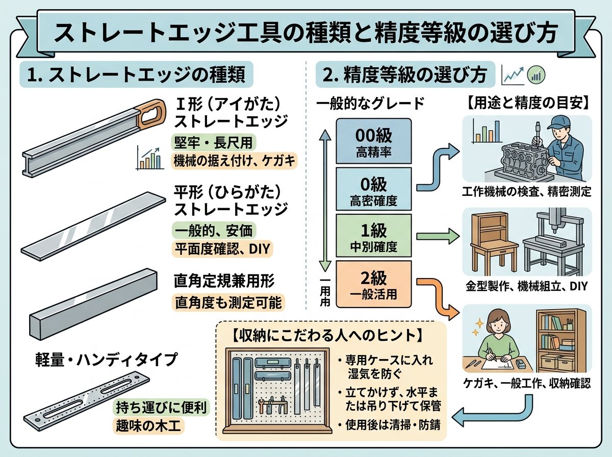 ストレートエッジ工具の種類と精度等級の選び方