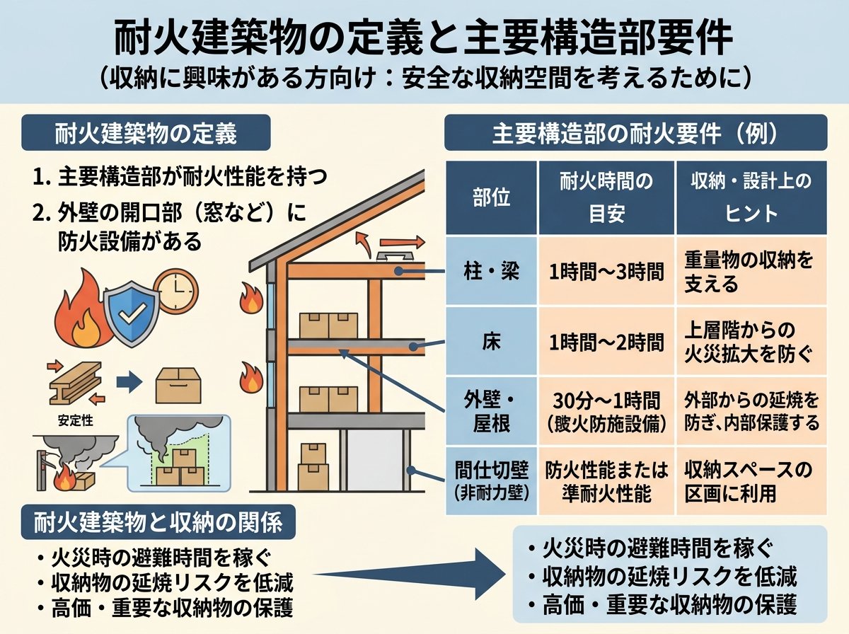 耐火建築物の定義と主要構造部要件