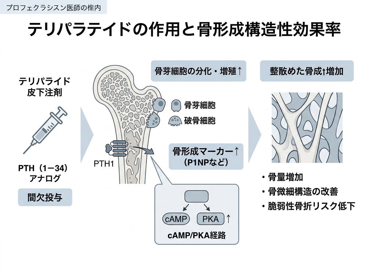 テリパラチドの作用機序と骨形成促進効果