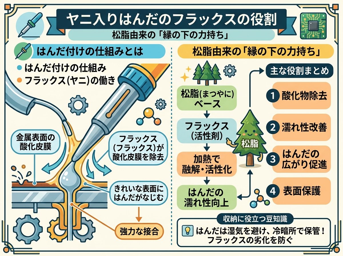 ヤニ入りはんだのフラックスとは何か:松脂から生まれた縁の下の力持ち